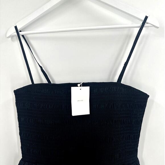 Oak + Fort Black Smocked Poplin Midi Dress Size L - Picture 4 of 9